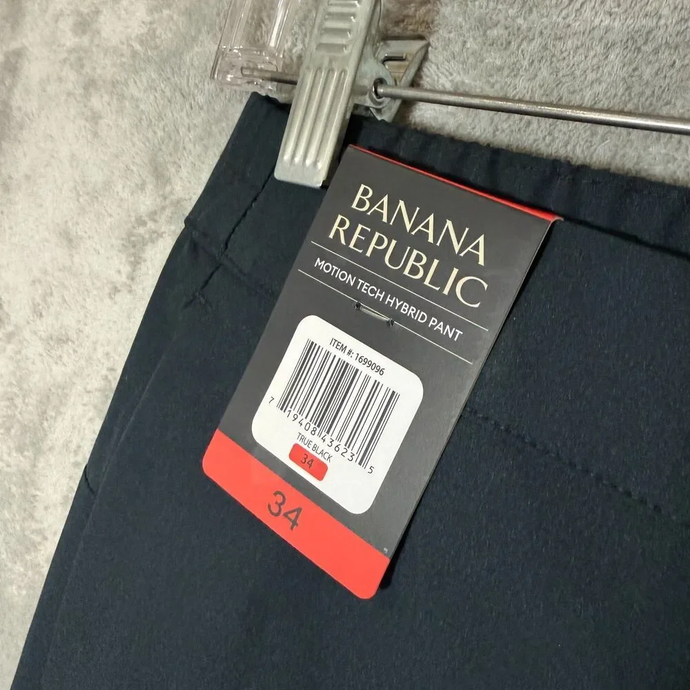 Banana Republic Motion Tech Hybrid Pants Mens 34 Blue Elastic Waist Jogger Pant